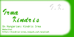 irma kindris business card